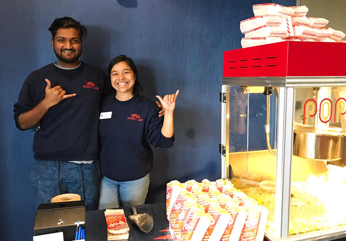 UTSA's tweet image. First-Gen Fest is kicking off with a movie inside the Retama Auditorium. Grab some popcorn and some swag, ’Runners. #UTSA #FirstGenUTSA #FirstGenPride #FirstGenOrgullo #FirstGenRunners #CelebrateFirstGen @utsa_first2go
