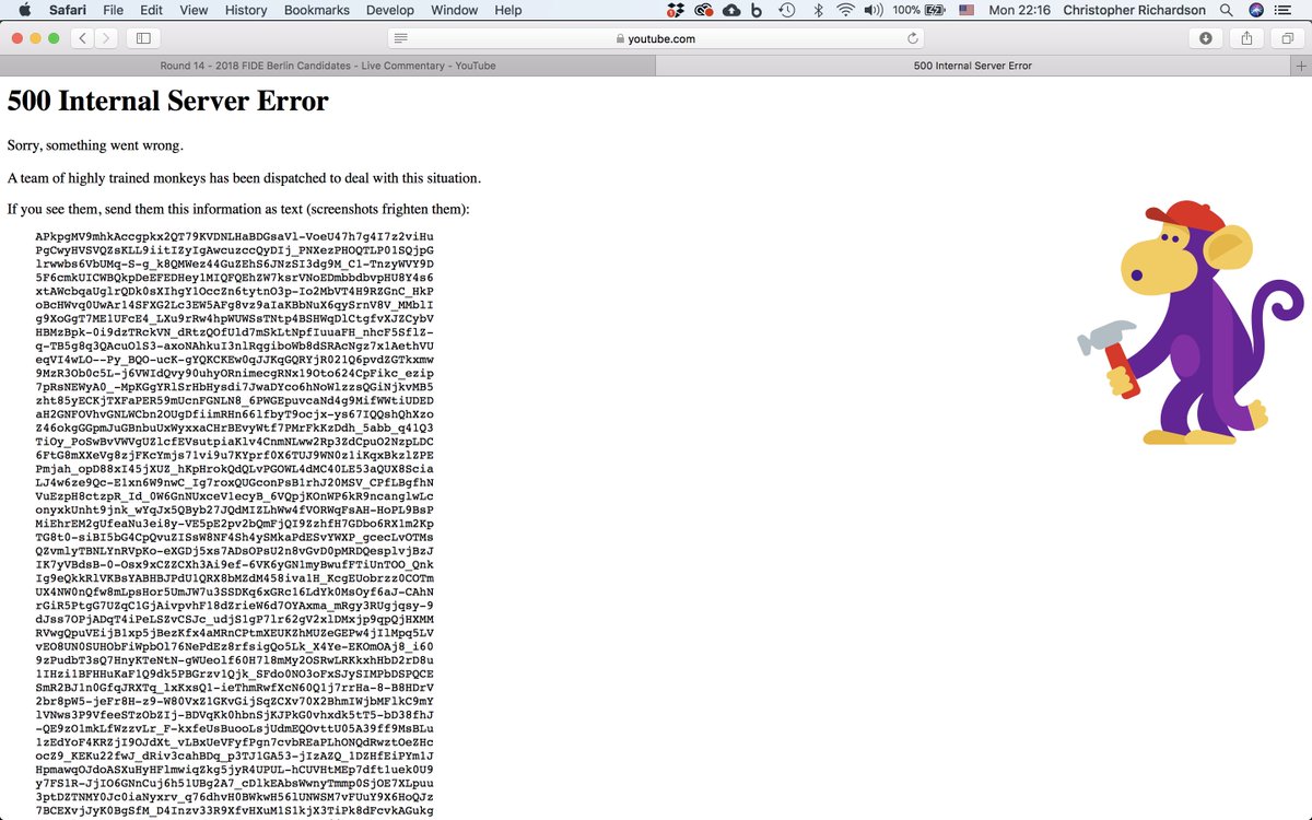 cwrichardson's tweet image. Huh. Something new every day. @YouTube #500 #internalservererror