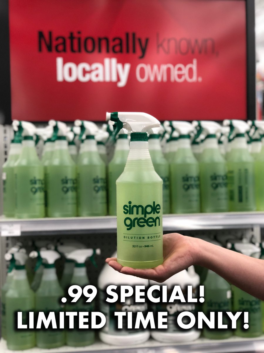 SIMPLE GREEN. SIMPLE PRICE. JUST .99! The Spray Bottle alone is valued at more than that! Limited time only while supplies last! #AceHardware #SpringCleaning #Aceistheplace #simplegreen