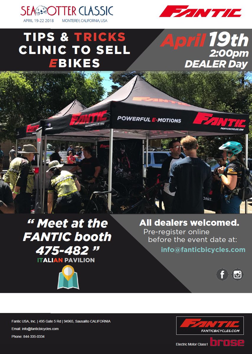 fanticbicycles's tweet photo. Sea Otter Ebike Clinic - YOU ARE INVITED! - https://t.co/hWqDAXsZEt https://t.co/sXE7iiDYq7