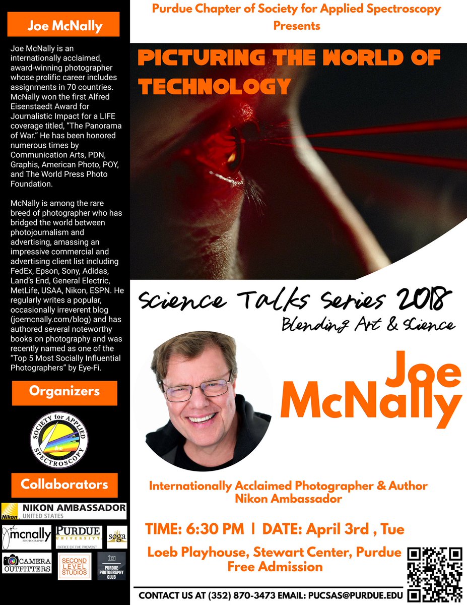Purdue_SAS's tweet photo. Internationally acclaimed photographer @JoeMcNallyPhoto coming to @LifeAtPurdue ! Join us in welcoming Joe to #Purdue ! #BoilerUp https://t.co/lOfxswBBjf