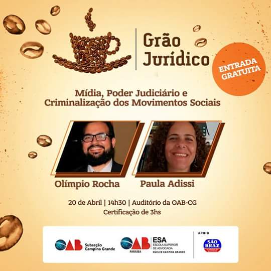 OlimpioRochaPB's tweet photo. Adiantando o convite! #oab #criminalizaçãodosmovimentossociais #oabpb #oabcampinagrande #grãojurídico https://t.co/Zd52768OcX