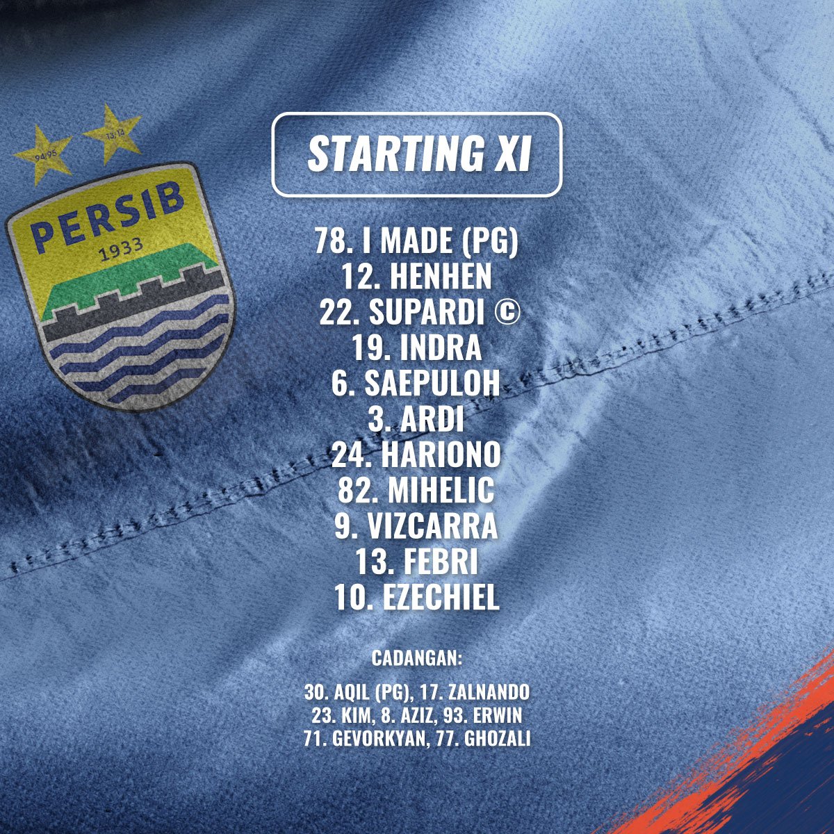 Susunan Pemain Persib Bandung