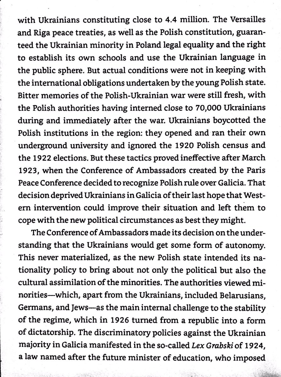 Poland forced Polish education on Ukrainians, encouraged Polish settlement in Galicia–Volhynia, and left the land undeveloped to encourage Ukrainian emigration. They gradually increased the Polish fraction of the population.