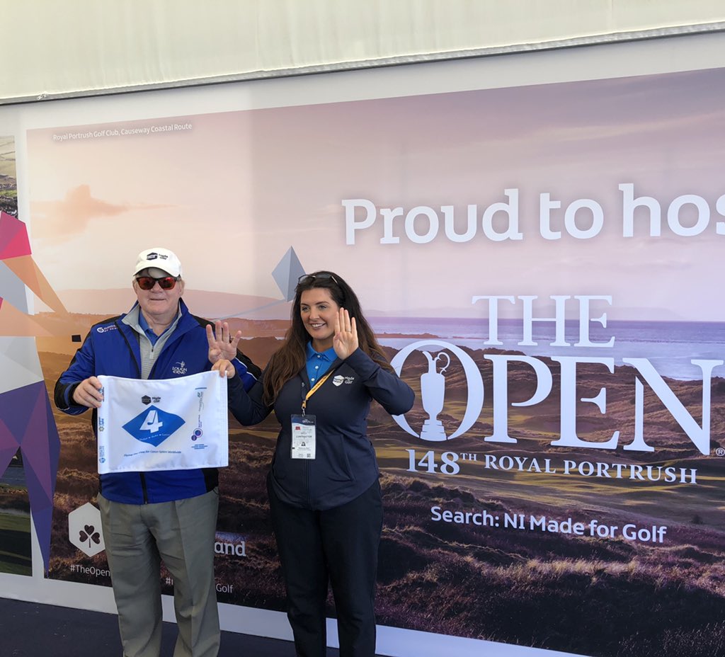 Thrilled to be @royalportrush today to watch the final day of #TheOpen unfold in the company of @TourismNIreland ... Half of Ireland appears to be here today and people from all over the world - a brilliant atmosphere at a world class venue⛳️  #NIMadeForGolf  #GlobalGolf4Cancer