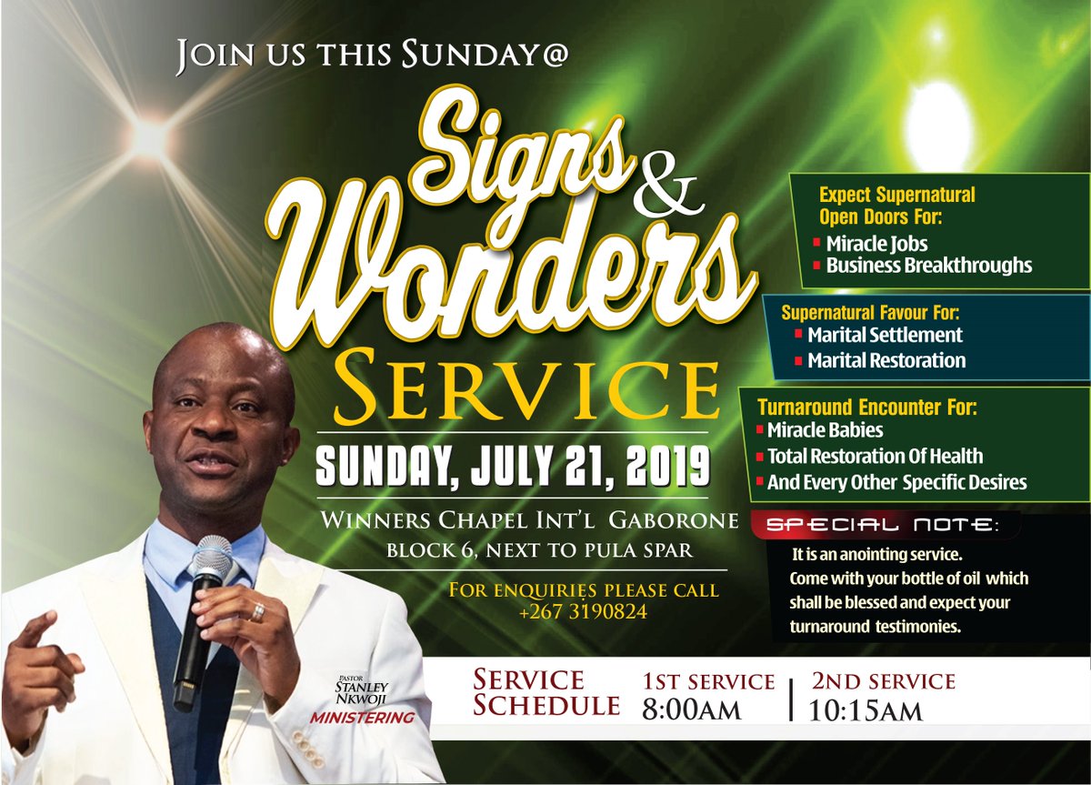 It's this morning! Our SIGNS AND WONDERS service(s), time is 8:00AM for 1st service and 10:15AM for our 2nd service. We are waiting for you, your seat is secured and also come along with someone to be blessed, Jesus is Lord.

Psalm 84:7
#IHaveDominion
#SignsAndWonders