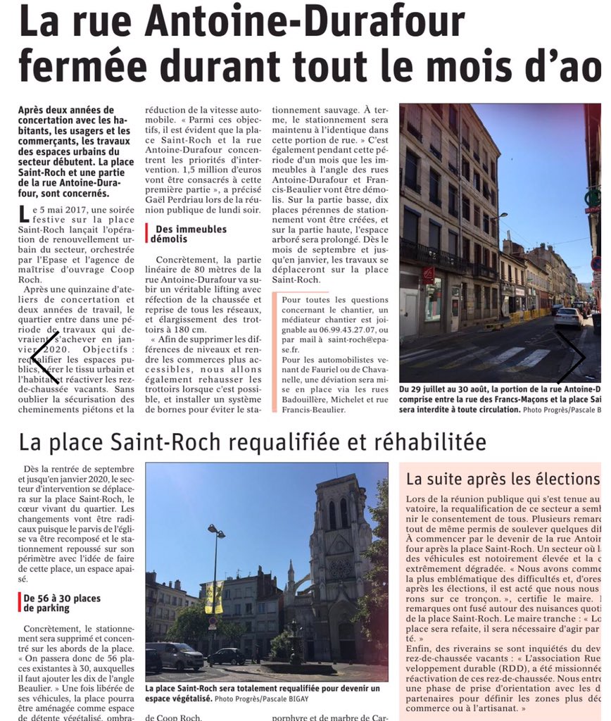 ✅Après deux années de concertation avec les #habitants, les usagers et les commerçants, les #travaux des #espaces #urbains du secteur débutent. La #place Saint-Roch et une partie de la rue Antoine-Durafour, sont concernés. #saintetienne 
c.leprogres.fr/loire-42-editi…