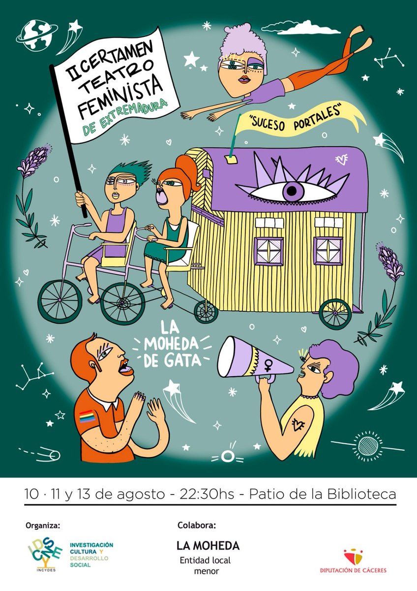 INCYDES_'s tweet photo. Como sabéis, el 10, 11 y 13 de agosto vamos a celebrar el II Certamen de Teatro "Suceso Portales". 

Muchísimas gracias a las compañías inscritas, a @pnitas por el cartelazo, al Ayto. de La Moheda de Gata y a la @DipprovCaceres. Y gracias también por la difusión! 
Os esperamos! https://t.co/j2qHubpao2