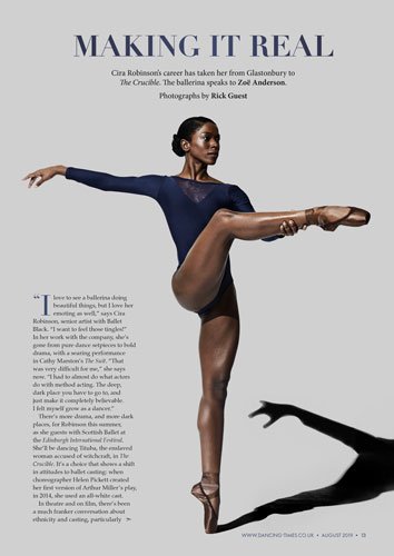 BalletBlack's tweet photo. A sneak peek at #CiraRobinson's feature in the August edition of the #DancingTimes, discussing her career and guest appearance with @scottishballet ahead of her performance in #SBCrucible! 😍
📷 #RickGuest
#BalletBlack https://t.co/KCzBYyJ0Na