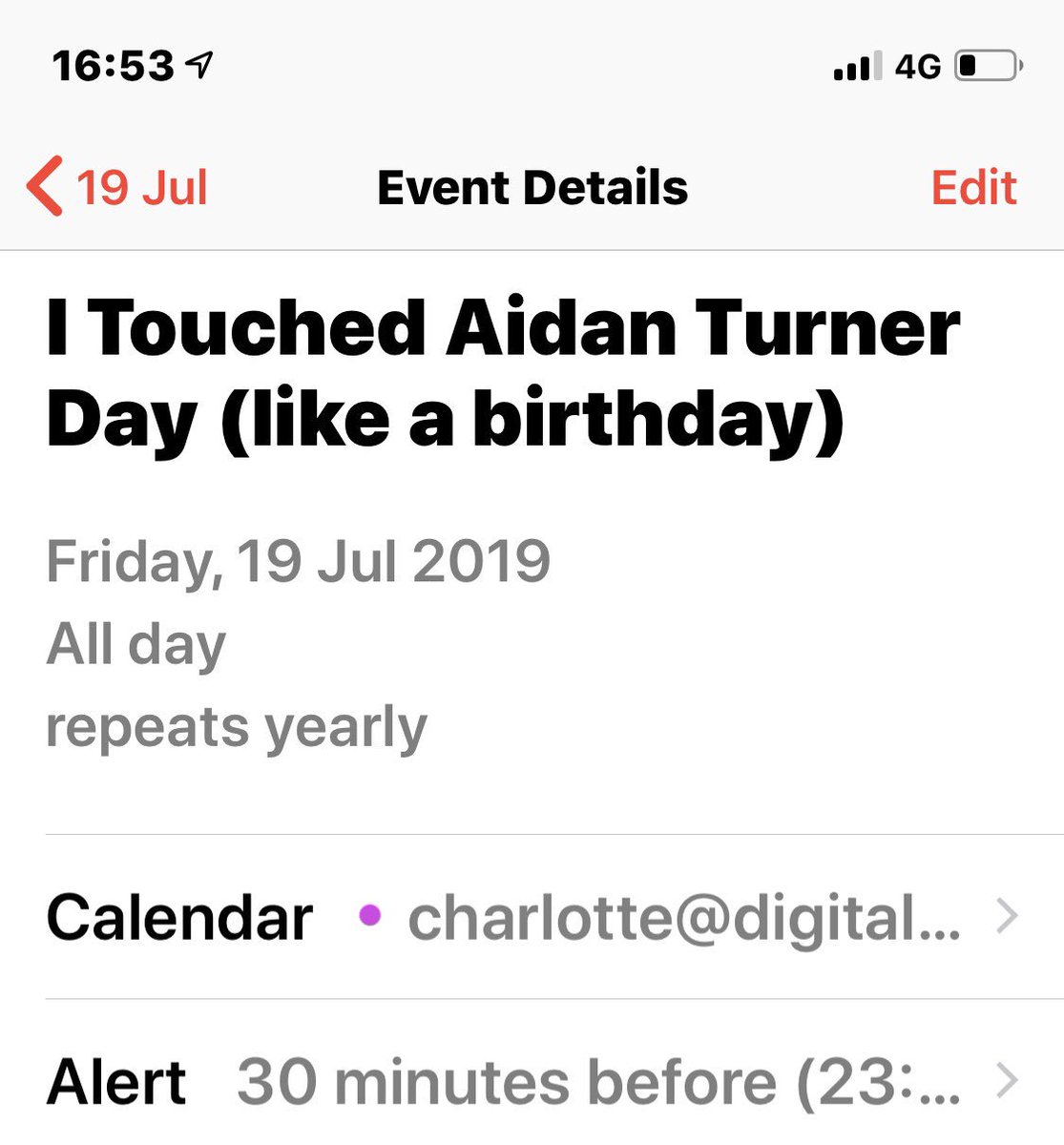 Today may we all share in the excited reverence &amp; many festivities as we remember the day I (1st?) touched #aidanturner Festoon your home &amp; heart &amp; come together in the joyous commemoration of this day - a symbol of what we can all achieve if we truly set our minds &amp; hearts 2 it