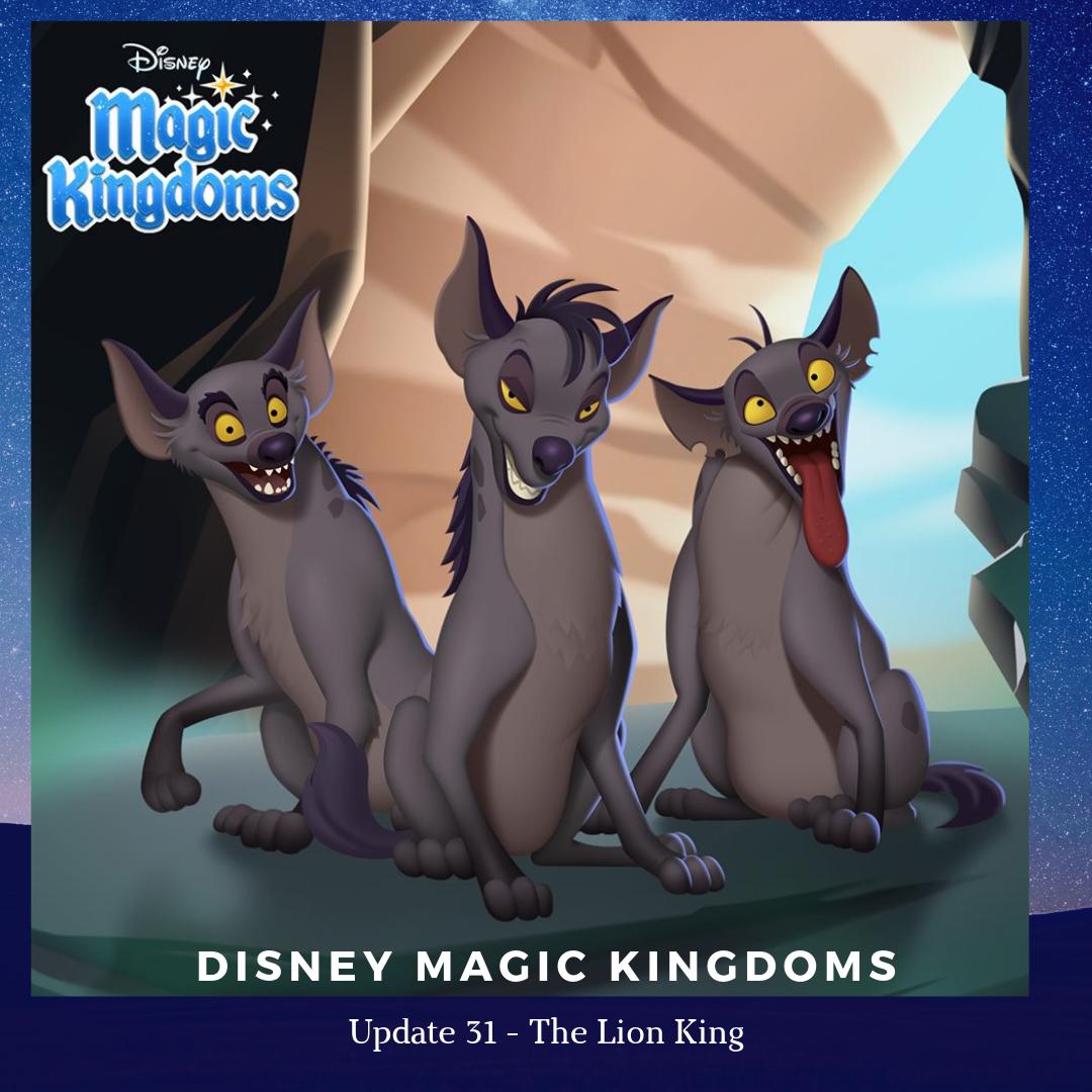 Gameloft_Indo's tweet photo. Hi Gameloft Fans! 
Akhir pekan ini pastikan kamu bertemu The Lion King: Shenzi, Banzai, dan Ed yang hadir di pembaruan terbaru dari Disney Magic Kingdoms.
Unduh dan mainkan di Smartphone kamu sekarang! 

#DisneyMagicKingdoms
#Update31 https://t.co/kRwJYw7DzL