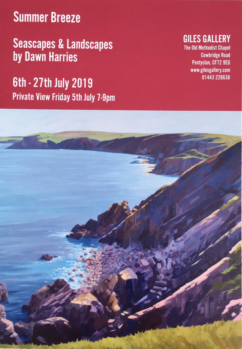 dawnharriesart's tweet photo. Why not cheer yourself up on this rainy day and visit some of my #sunny paintings in my ‘Summer Breeze’ exhibition at @GilesGallery 😉
#art #artexhibition #affordableart #contemporaryart #landscapes #seascapes #summer #coast #horses #wales #welshart #welshartist #britishart https://t.co/DAJ3r7yoCD
