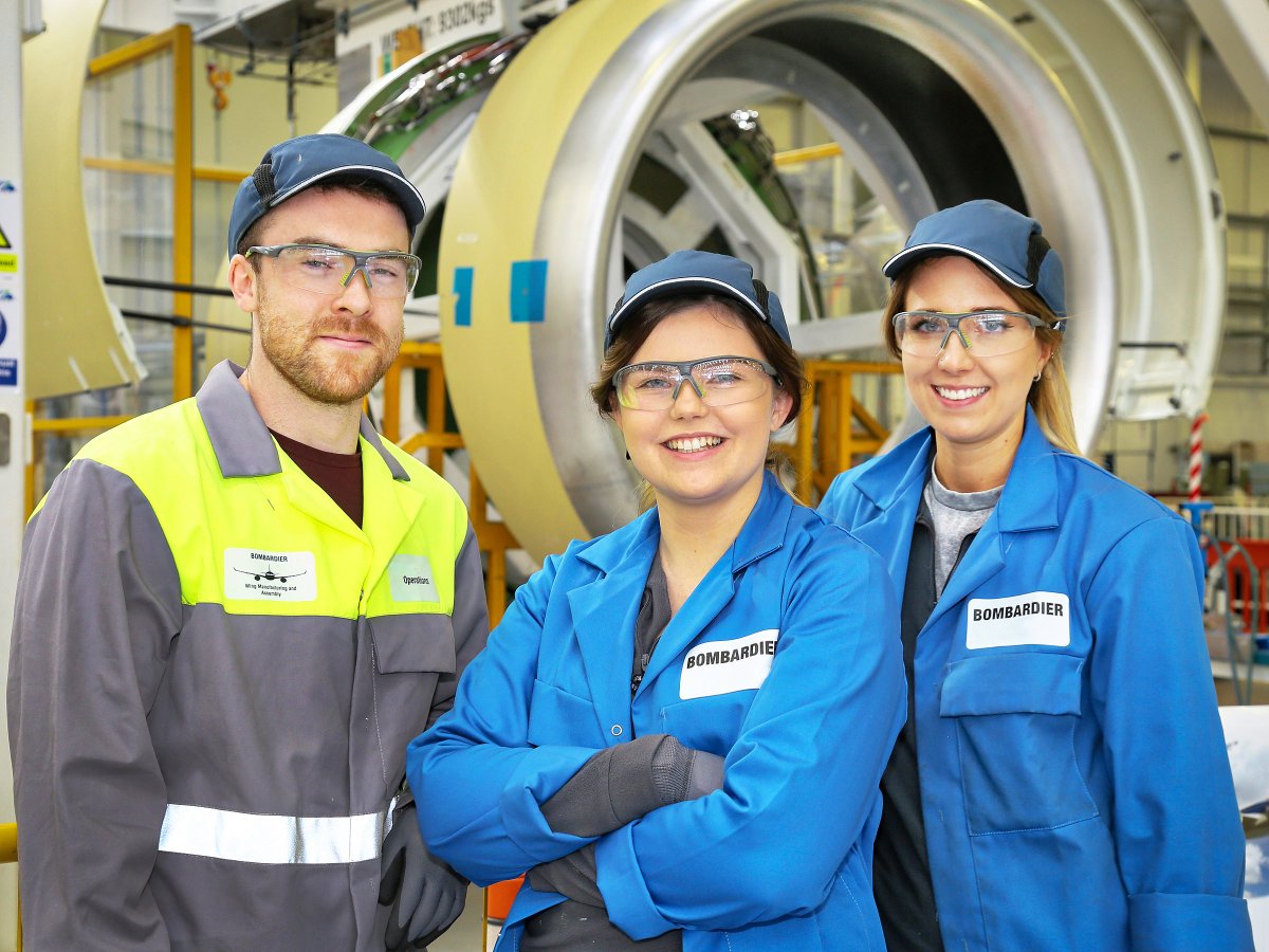 Bombardier's tweet photo. Today, Bombardier Belfast is celebrating #1YearOfWiAA! As a proud signatory, we’re committed to improving gender equality in the aerospace industry. Learn more about the charter at https://t.co/GOAPmV4MWG @TheWiAACharter https://t.co/bDqrtGUduf