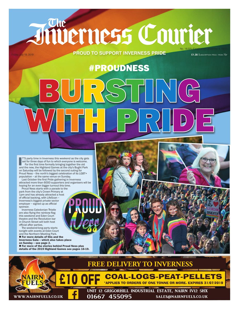 Who’s spotted our Friday front page? (it’s hard to miss!) It’s party time in Inverness this weekend as the #HighlandGames takes place followed by Proud Ness, the north’s biggest celebration of its LGBT+ population. It’s a weekend that should make Inverness proud! 🏳️‍🌈 #ProudNess