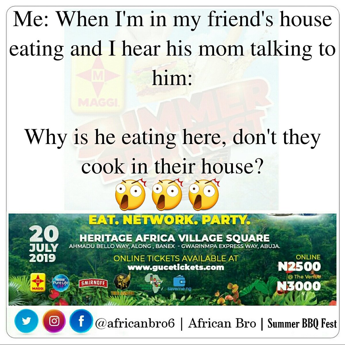 Africanbro6's tweet photo. The Biggest Summer BBQ fest in the Capital... You don’t wana miss our @bbqfestng #summerbbqfest #africanbro https://t.co/UGG4Lgf4tT