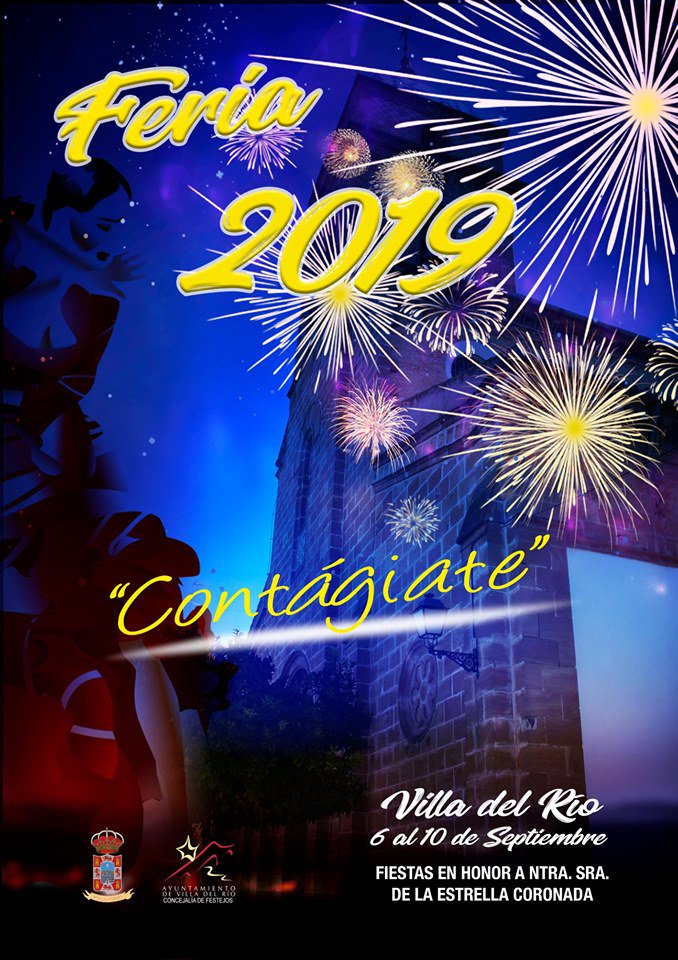 VilladelRioAyto's tweet photo. FERIA DE VILLA DEL RÍO 2019 🎠🎤🎡🎆
Te presentamos el cartel anunciador de la Feria en honor a Nuestra Señora de la Estrella Coronada

🗓 Del 6 al 10 SPT
☑️ Síguela, comparte tus fotos, vídeos y vívela en #FeriaVDR19

😍 ¡¡Ya llega la Feria!! 👌

#VilladelRío #CordobaEsp https://t.co/ECP0hCDyIq
