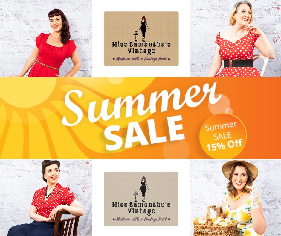 Miss Samantha's Vintage 
⛱️ SUMMER SALE starts FRIDAY 19th of July. 
15% off EVERYTHING including sale items and online too. ⛱️#Modern_with_a_vintage_twist #retroflorals #realwomen #shoplocal  #sheffield #indiesheffield  #vintagesheffield

misssamanthasvintage.co.uk