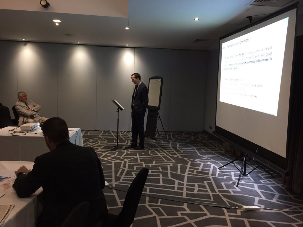 Thanks to our colleague Geoff Coppins for delivering #FinancialStabilityReport that he authored #Cardiff yesterday, and to our contacts that attended. Some great questions. Diolch!
