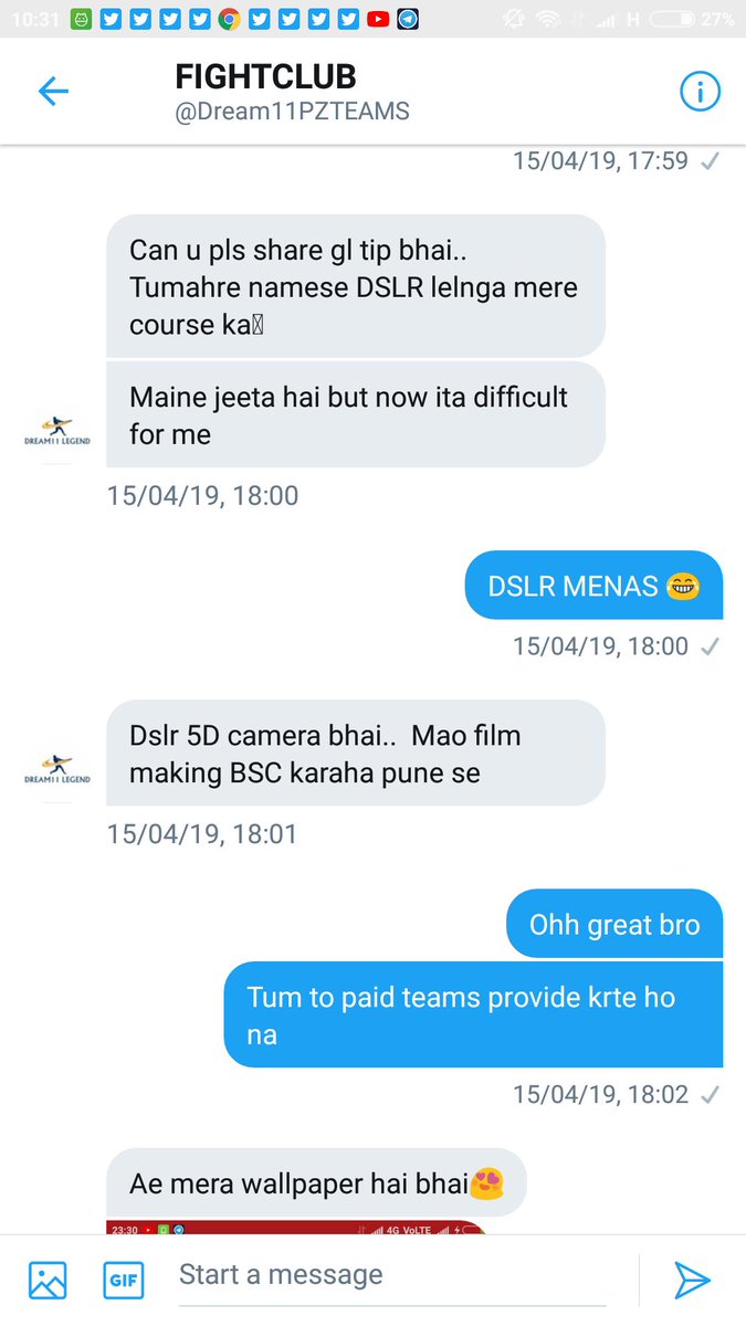 Lokendr_123's tweet photo. @Dream11PZTEAMS aise hote h log 😂 mana kro tumhe badnam krnge log #dream11 ghnta clud 😂 #DSLR LENA H bhai ko https://t.co/JGarZPCbl6