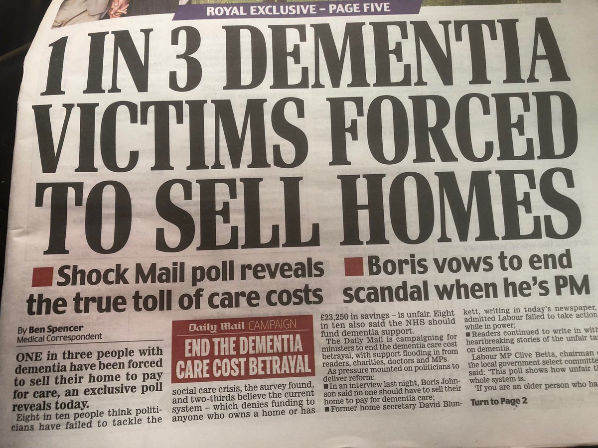An older person who has a heart attack gets medical care paid for. If you have dementia and own your own home and need care you have to pay for the care yourself and many have to sell their house to do so... this can’t be right. End the dementia care cost betrayal...