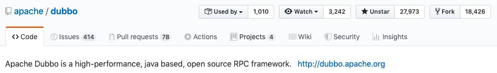 ApacheDubbo's tweet image. The used by metric of Apache Dubbo project has reached 1k, which is an important indicator to show the penetration of a framework.