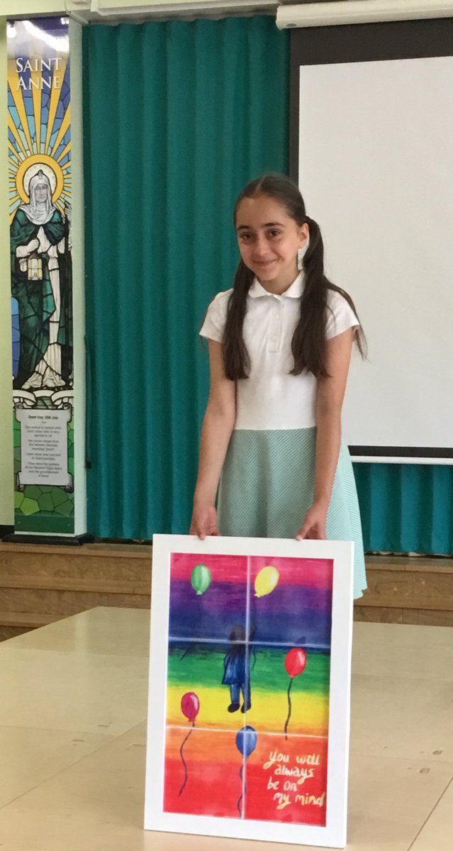 stannespri's tweet photo. A wonderful piece of art work created by one of our children in memory of a very special teacher. We love it and are looking forward to seeing it have a special place in our school. https://t.co/LE8y2qPFnp