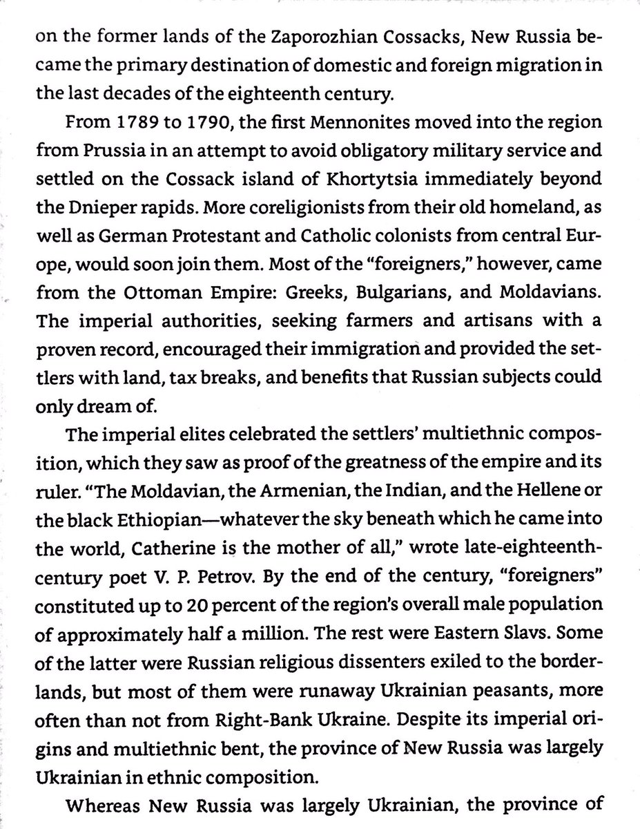 Russia defeated the last steppe raiders in 1792. Mass colonization of southern and eastern Ukraine ensued - 20% non-East Slavic. Tatars unable to live their old lifestyle emigrated in huge numbers.