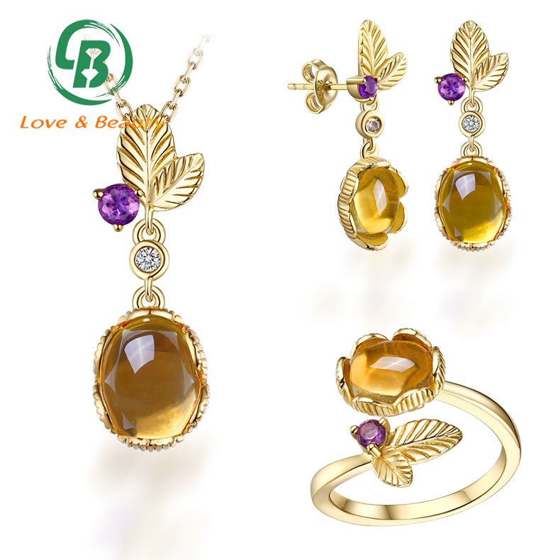 Natural gemstone jewelry leaf 14K gold plated sterling silver jewelry set #jewelleryset #earings #necklace #rings #yellowgems #gemstonerings #14K #leafjewelry #sweet #lovebeauty #LB #lastestjewelry #newestjewelleryset #S925silver #realsilvergoldjewelry
alibaba.com/product-detail…