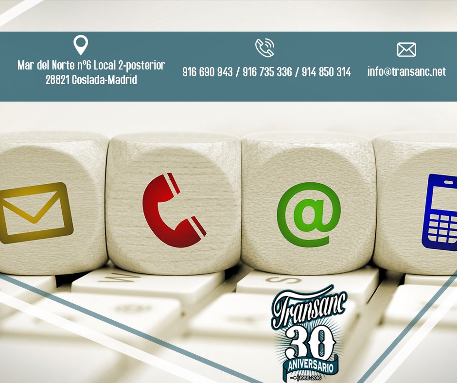 transancSL's tweet photo. Somos #TRANSANC prestamos servicios en toda la Comunidad de Madrid, teniendo como centro de operaciones nuestra sede ubicada en la localidad de Coslada.
Contacta con nosotros, ¡Estaremos encantados de atenderte! 😀👇
#Transanc #ContactaConNosotros https://t.co/Eg7s47BsD2