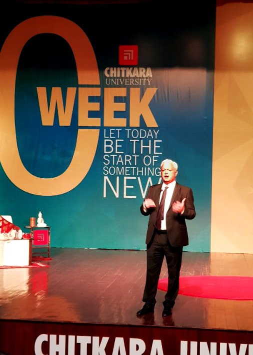 ChitkaraU's tweet photo. Mr. Kevin Moore, Global Head, Chartered Institute of Securities &amp; Investment, UK; was invited to speak with #MBA students (1st Year, Batch 2019) of #Chitkara #Business #School; during a special session organised on 'Ethics in Business'. 
#Orientation2019 https://t.co/L4Iaft2UWe