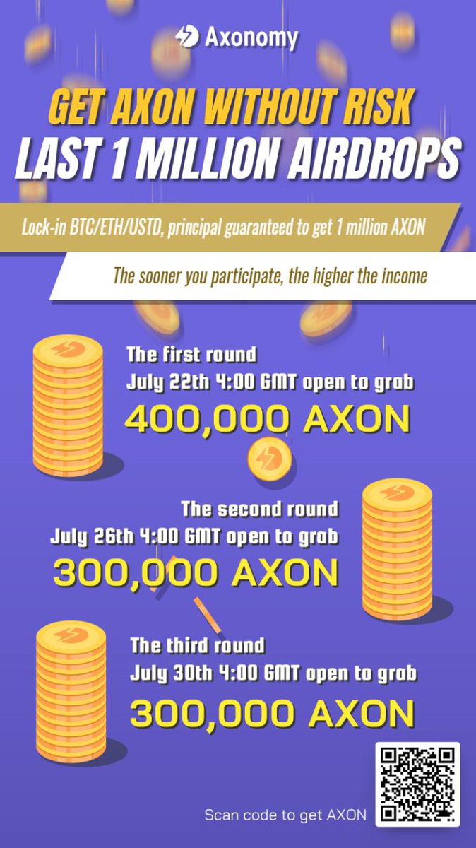 Axonomy1's tweet image. Lock-in BTC/ETH/USDT principal guaranteed to get 1 milion AXON