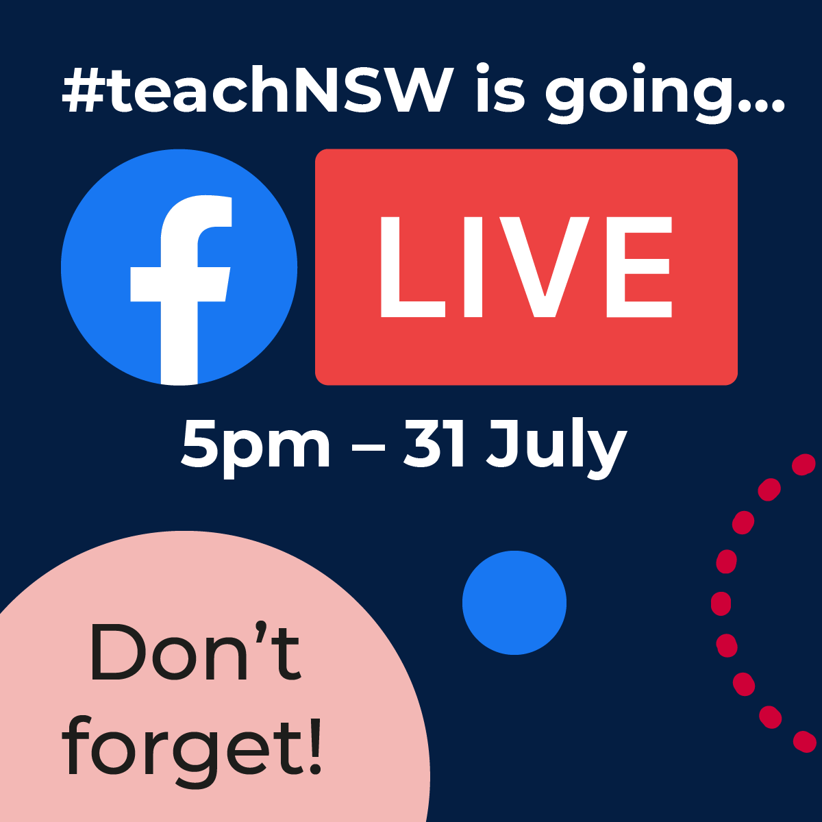teachNSW's tweet photo. Join #teachNSW live in less than 2 weeks. Ask us about scholarship opportunities for current & future teachers, the benefits of working with the NSW Department of Education and why NSW public schools are a great place to work. Register at our Facebook page. #getpaidtostudy https://t.co/6aInBN7y5n