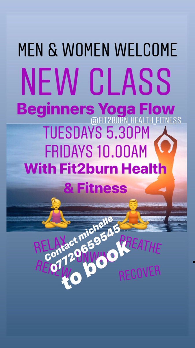 Join us 10.00am for a 
Heart opening 💜
Chakra balancing 🕉
Morning yoga flow 🧘🏼‍♀️🙏🏼 🧘🏼‍♂️ 
Men &amp; Women welcome 
Contact Michelle 07720659545 to book your place on a mat 📖 #yogainspiration #chakrabalance #namaste