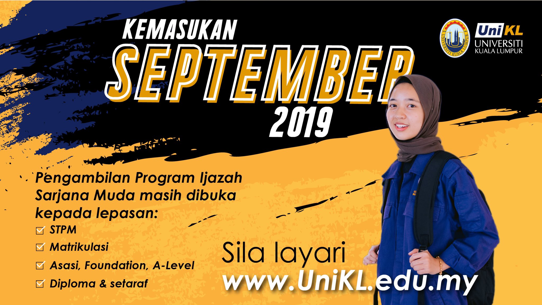 Unikl Page On Twitter Berita Baik Bagi Lepasan Stpm Matrikulasi Asasi Diploma Dan Setaraf Kemasukan Ke Unikl Bagi Kemasukan Ijazah Sarjana Muda September 2019 Masih Dibuka Rebut Peluang Untuk Bersama Unikl Menuju
