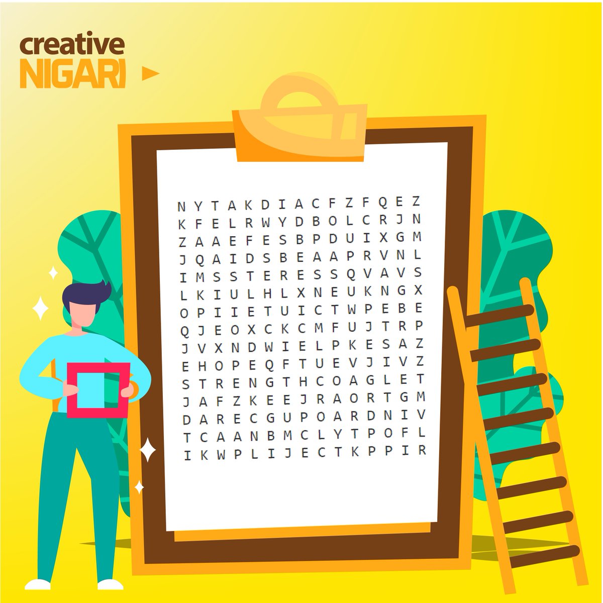 CreativeNigari's tweet photo. FIND YOURSELF!!
The first three words you bump into might as well just describe you.
.
.
Don’t give up; it might take a while to figure out.
.
.
.
#wordsearch #personalitywordgame #personalitygame #copywriting #motivational #copywritingagency #content #contentwriters https://t.co/oZp0kODlSp
