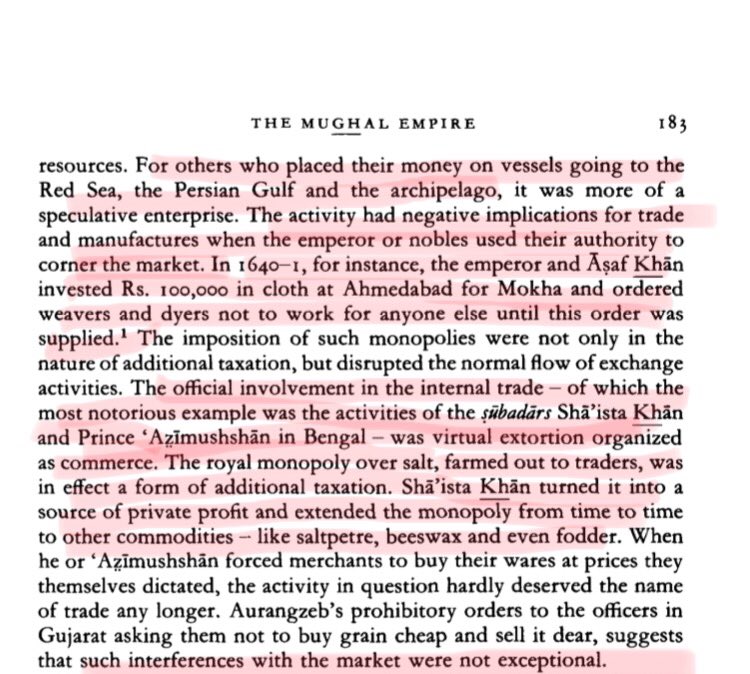 36/n Irfan Habib mentions about forced productions by various including Asaf Khan for their own financial benefits. He even talks about extortion & gives example of Shaista Khan & Prince Azimushshan. Check snippet Ref: Pg 183