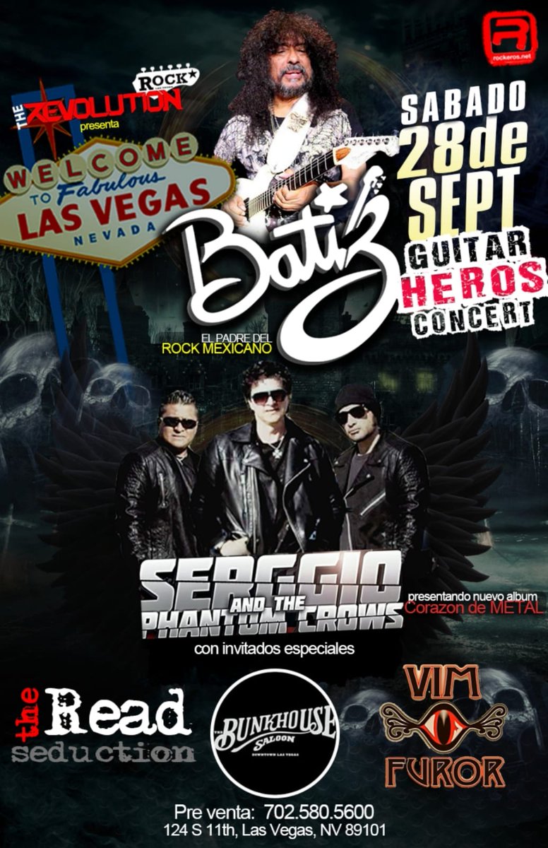 <a href="/javierbatiz/">Javier Batiz</a> en las Vegas...este 28 de sept...
Compartiendo escenario con #Serggioandthephantomcrows
Y otras bandas mas!!!

Los Esperamos!!

<a href="/lasvegasespanol/">Las Vegas en Espanol</a> 
<a href="/LasVegasLocally/">Las Vegas Locally 🌴</a> 
<a href="/lagarra/">Mario Cuevas                          (LA GARRA)</a> <a href="/Chava_Rock/">Chava Rock</a> 
<a href="/Rockmex_sitio/">ʀᴏᴄᴋᴍᴇx</a> 
<a href="/RockLasVegas/">T E Doyle</a>