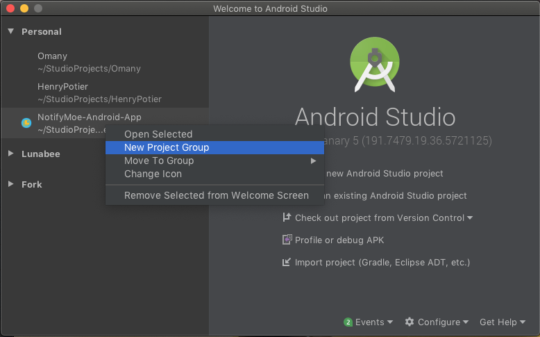 I just discovered that you could group projects and specify an icon in Android Studio 🤯