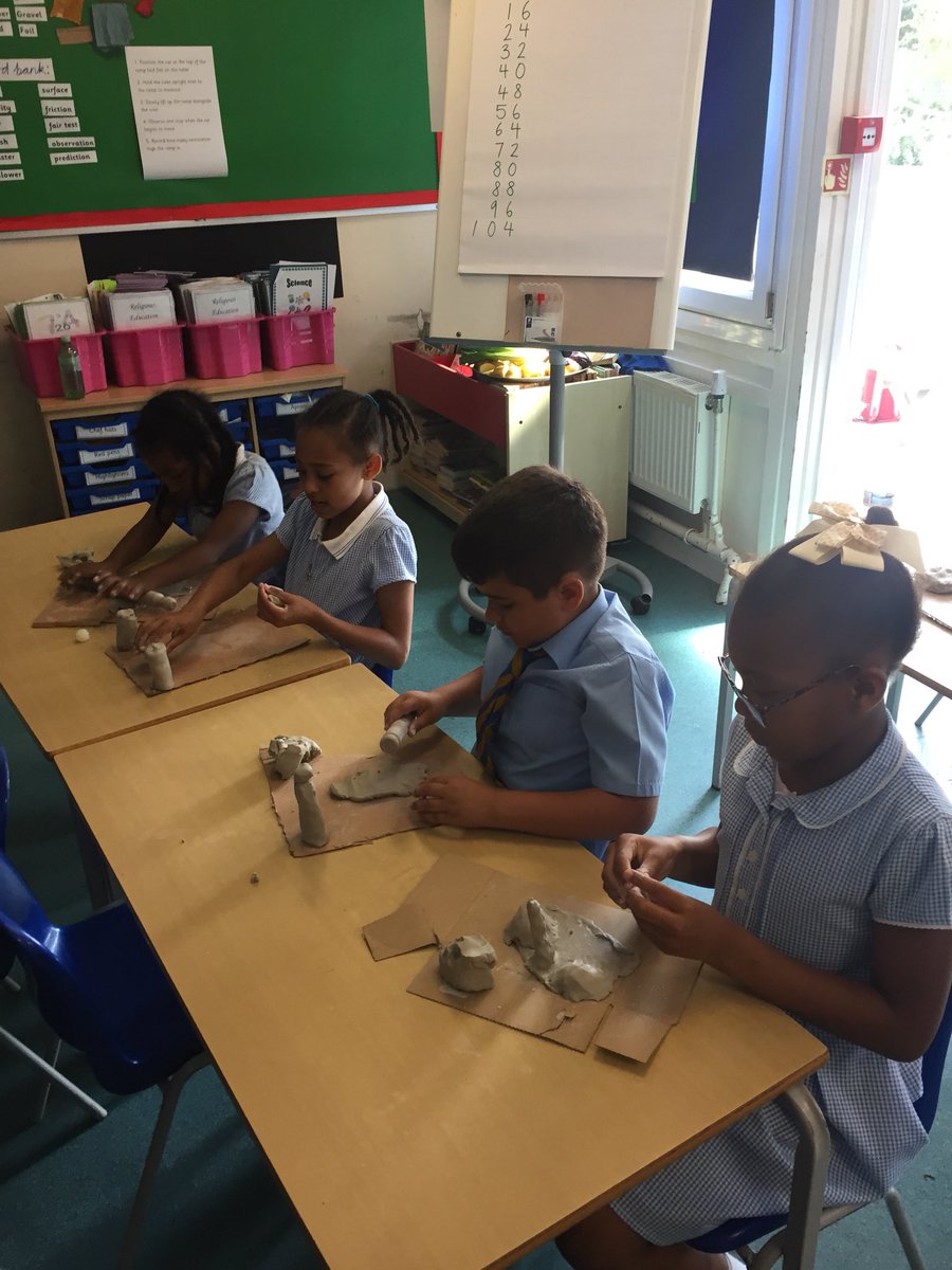 StGeorgeClass's tweet photo. Clay sculptures and vegetable printing for our RE art day. Our class used different mediums to represent “the creation of the Heavens and the Earth” #REStAnnesE1 #ArtStAnnesE1 @StAnnesCPS https://t.co/ED37A648Vb