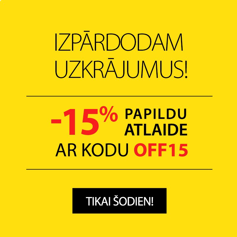 Izpārdodam uzkrājumus!
Saņem papildu -15% atlaidi ar kodu ❗️OFF15❗️ - TIKAI līdz 23:59! Ieskaties 👉bit.ly/2Gh87Ec