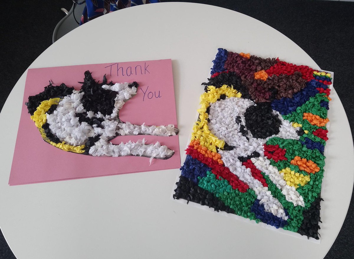 NottsLibraries's tweet photo. Beautiful thank you cards made for Lizzie at #BeestonLibrary. She works with children from Round Hill school who visit to read to Molly our @PetsAsTherapyUK dog 🐶📚 . One boy did his as he really wanted to be included in these sessions next  year! His teacher said yes ✅👏 https://t.co/pcDsi8kJRe