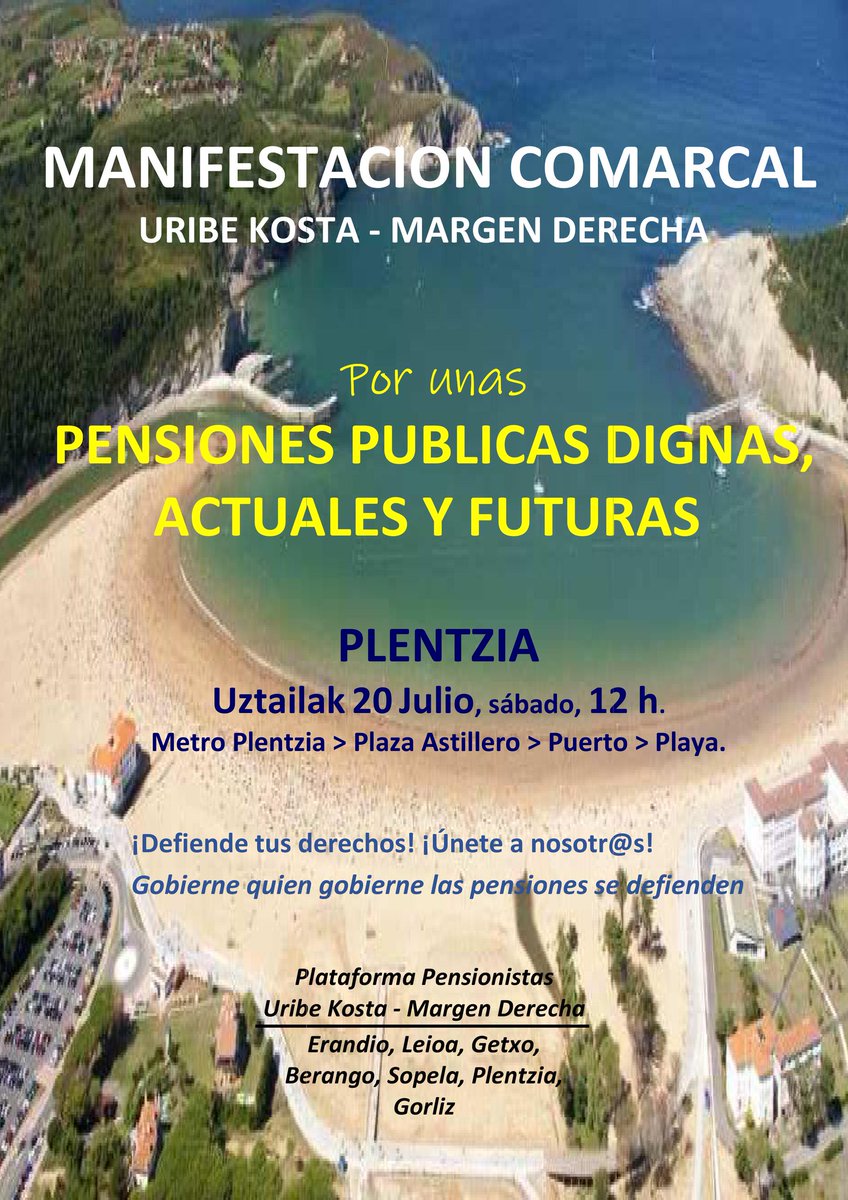 EHBilduSopela's tweet photo. #Uribekosta-ko Pentsionistak Plataformak deitua, bihar, pentsio duinen aldeko manifestazioa burutuko da 12etan Pirulitik hasita. #Sopela-ko EHBilduk bat egin eta herritar guztiei dei egiten diegu bertaratzeko!
#PentsionistakAurrera ✊ https://t.co/MXV2DbBg8c