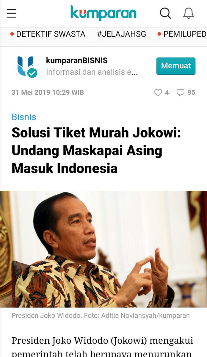 PartaiSocmed's tweet photo. Jokowi ingin maskapai asing masuk sedangkan Budi Karya terkesan menghambat.
Jadi kalian tetap dukung Jokowi atau sudah jadi pendukung Budi Karya? 
Silakan RT jika dukung Jokowi! https://t.co/PlFPagwaYI