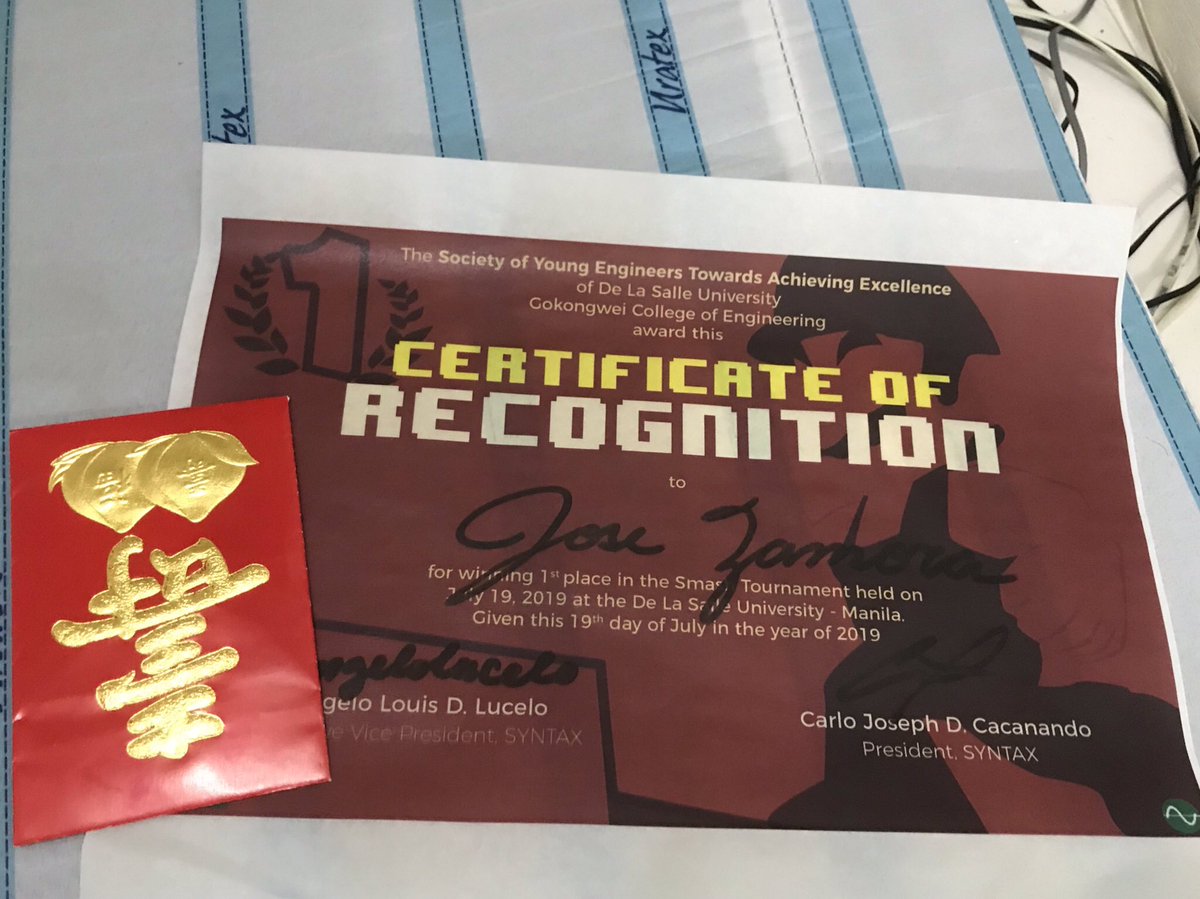 Masteryssb's tweet image. Finally got money! 1st out of like 17 in the DLSU Syntax Smash Tournament! I robbed @RegeretsPH a game but we take those. GGs to @Wafels2 for a great grand finals as well, and thank you to @syntaxdlsugcoe for organizing a great event! Everyone was extremely welcoming.