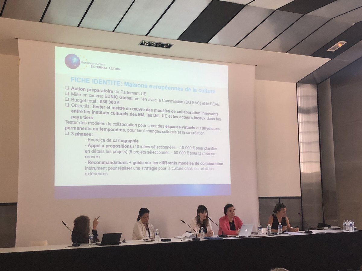 #AIF2019: Talking about #EuropeanHousesofCulture at French Network Meeting 👉🏼 Carine Borel from <a href="/eu_eeas/">European External Action Service - EEAS 🇪🇺</a> gives an input. Find out more about the projects chosen: eunicglobal.eu/news/european-… #culturalrelations #EuropeforCulture <a href="/europe_creative/">Creative Europe</a>