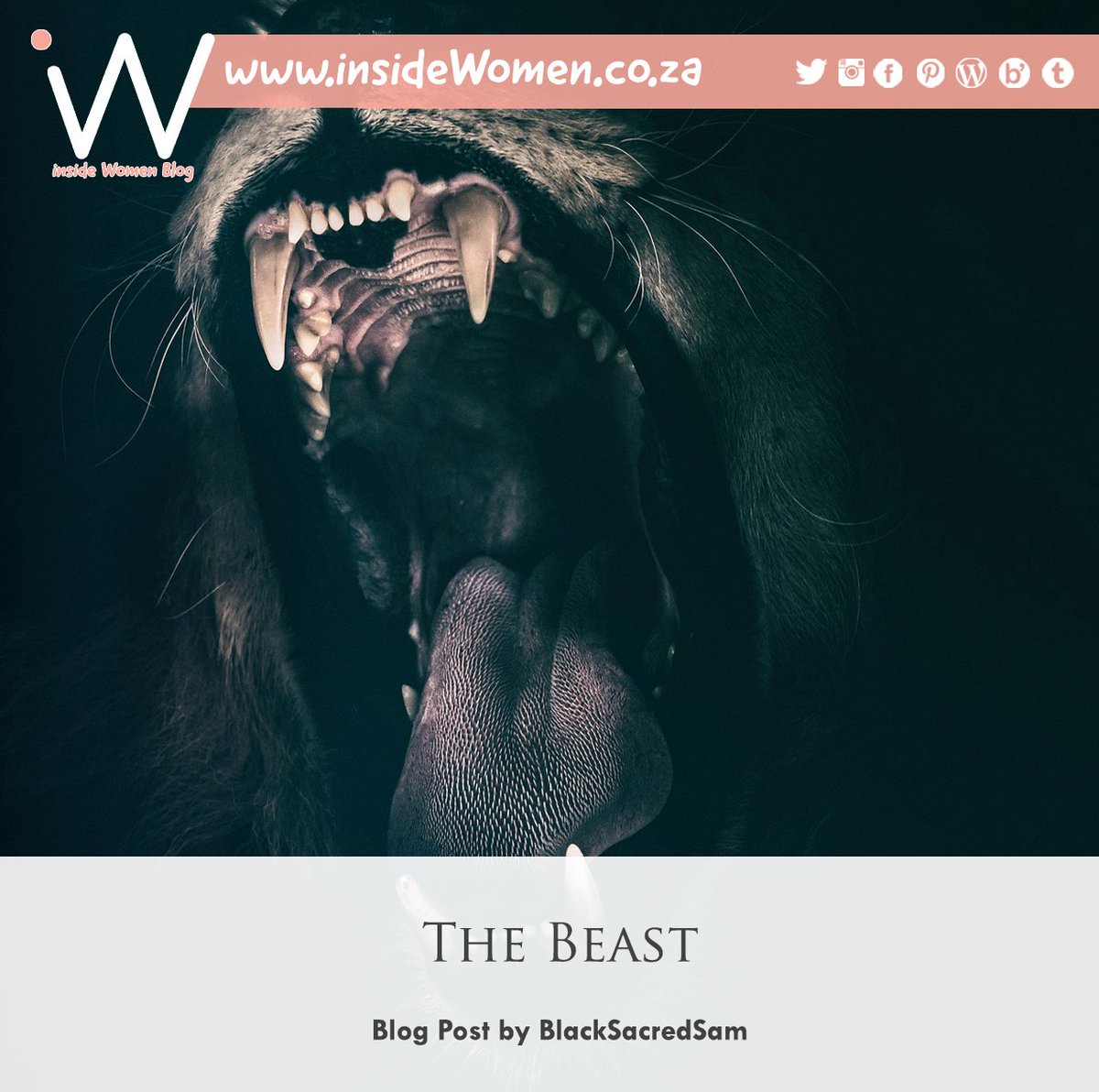 Up_phelele's tweet image. The Beast by 3BlackSacredSam 
➡ insidewomen.co.za/the-beast     

#TheBeast #InspirationBlogger #insideWomenBlog #Poetry #Fear #CrushedSpirit #Defeat #Hopeless #Lust #Inspiration #Descriptive #Conversation #Up_phelele #ProudlySouthAfrican 🇿🇦