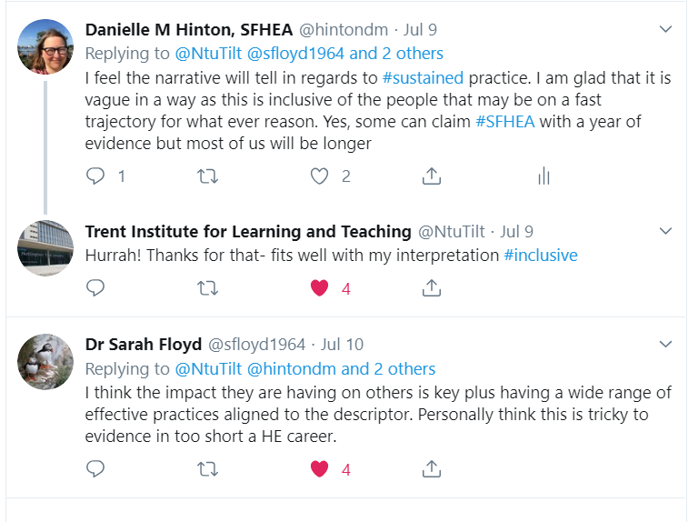 So  @NtuTilt asked early July "What does  #sustained practice mean for  #SFHEA?" Any more thoughts?  #Fellowshipat4  #D3vii  #HigherEducation