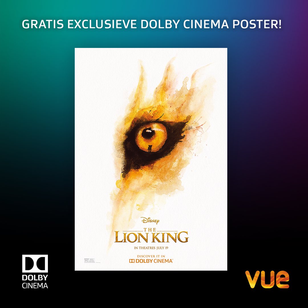 Ga jij dit weekend (20 en 21 juli) naar The Lion King in Dolby Cinema? Dan ontvang je een speciale poster van de film! Zolang de voorraad strekt. #TheLionKing #Poster #Disney #dolbycinema