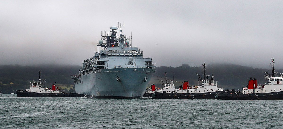 RoyalNavy's tweet photo. .@hms_albion has returned to @HMNBDevonport from her successful Baltic deployment. The ship's company were met by over 400 friends and familie members eager to welcome them home. #BalticProtector https://t.co/CcEZGv4gbP https://t.co/6Sp1kH4uHr