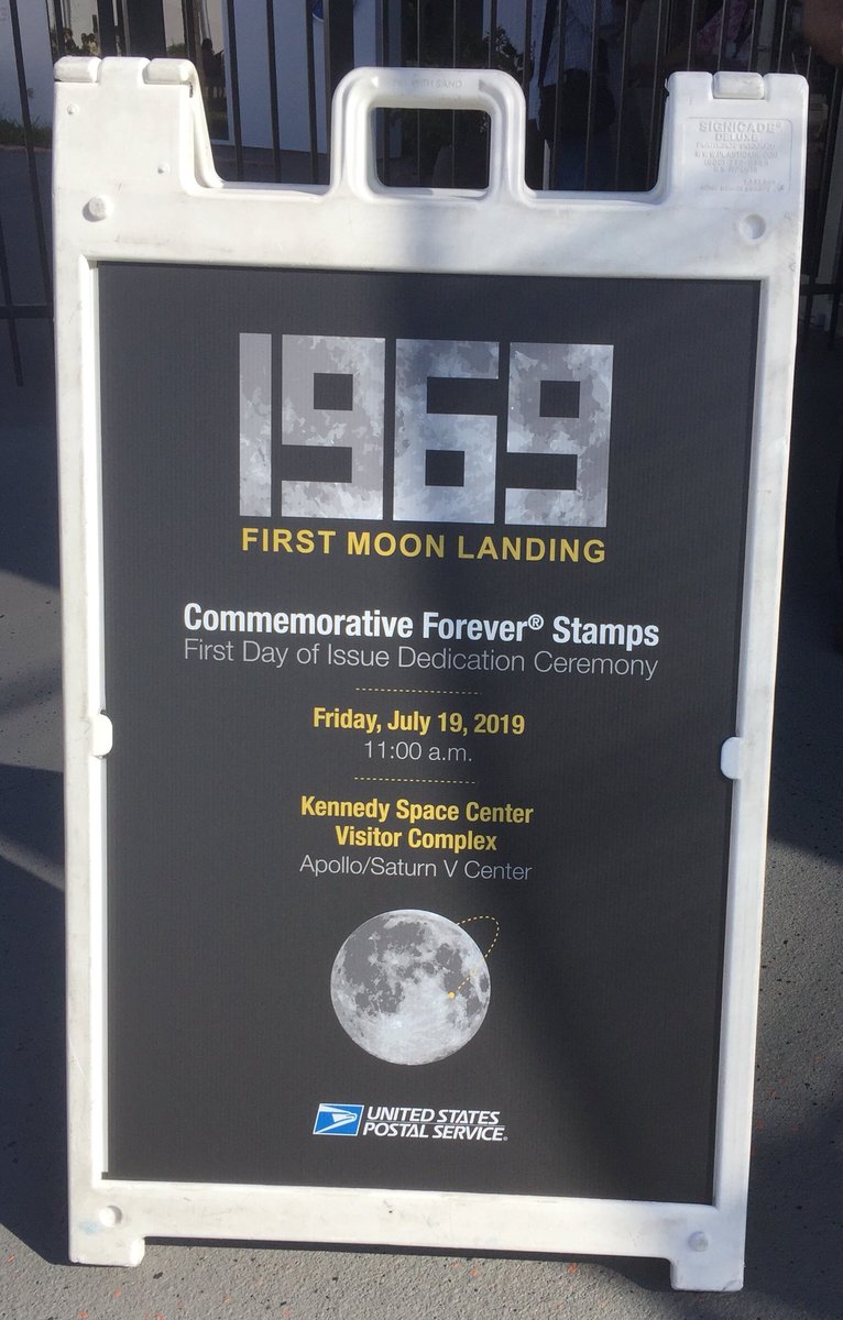 USPSCorpComm's tweet image. Today the Postal Service celebrates the 50th anniversary of the Apollo 11 Moon Landing. At Kennedy Space Center. #MoonLandingStamps #AstronautStamps